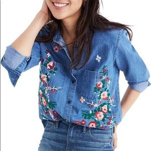 Madewell || Floral Denim Button Down